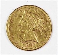 1887-S $5.00 LIBERTY GOLD