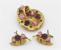 GOLD TONE PIN AND EARRING SET
