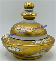Czech Bohemian Gold Gilt Candy Dish With Applied