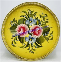Round Metal Floral Serving Tray