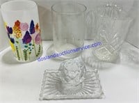 Vases (3), Small Platter and Round Candle Holder