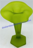 Green Frosted Jack In The Pulpit Vase 6.5”