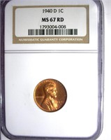 1940-D Cent NGC MS-67 RD Lists For $180