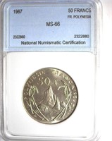 1967 50 Francs NNC MS-66 French Polynesia