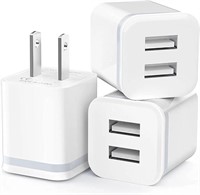 LUOATIP USB Wall Charger, 3-Pack 2.1A/5V Dual Po