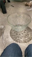 Vintage glass punch bowl with cups.