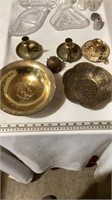Vintage brass bowls, vintage brass candle