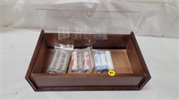 9 UNC MINT ROLLS OF NICKLES IN WOOD CASE