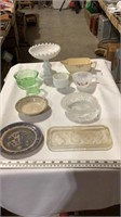 Various vintage glass candy dishes, bowls, butter