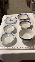 Kitchen glass bowls, and plates, corn holders,