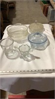 Vintage glass candy dishes, pyrex cooking glass