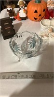 Mikasa glass candy dish, ceramic candle pumkin