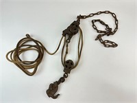 Vintage Nautical Double Pulley & Rope