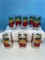 8 vintage tomato juice glasses