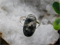 STERLING SILVER MOSS AGATE RING SIZE 5.5 ROCK STON
