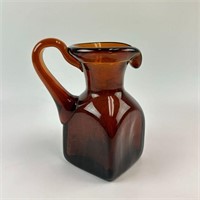 Square Amber Glass Pitcher 9.5"