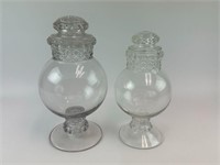 Vintage Pedestal Base Glass Globe Candy Jars
