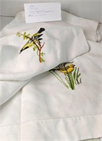 54 x 54 Linen Tablecloth-Bird HandEmbossed Corners