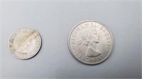 (B5) 1955 one shilling and 1967 uk half crown