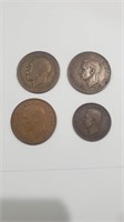 (B5) Misc Great Britan coins - 3x penny and 1x