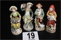 Four Porcelain Figurines 8"