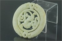 Chinese White hardstone Carved Dragon Pendant