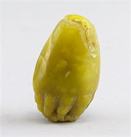 Chinese Yellow Amber Carved Buddha Hand Pendant