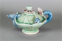 Chinese Tri-colour Porcelain Teapot Lotus Leaf