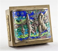 Chinese Bronze Enamel Small Box with CHINA Mark