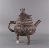 Chinese Large Gilt Bronze Mythical Beast Wine Pot