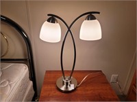 Nice stainless and glass three-way lamp 23 in
