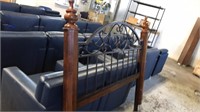 Queen bed frame w rails. Wood and metal  Heavy
