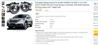Fog lights Replacement For ACURA HONDA