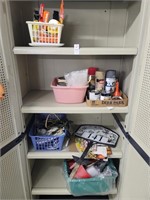 Cabinet contents pesticides paint bungee straps