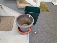 Flower pot rolling basin waste basket