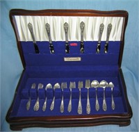 Queen's lace 35 piece sterling silver flatware set