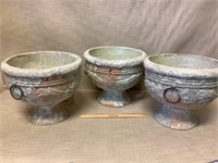 3 Aged stone planters