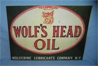 Wolf's Head oil retro style advertising sign