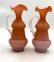 2 Diamond Quilted Satin Vases