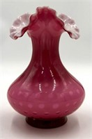 Fenton Wild Rose Bubble Optic Vase