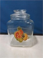 Glass candy jar with fitted glass lid 9 in tall