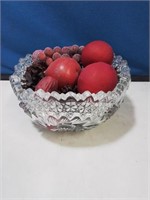 Beautiful cut crystal Bowl with artificial fruit