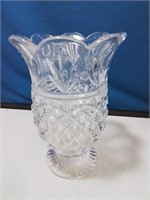 Heavy glass candle holder or vase 8 inches tall