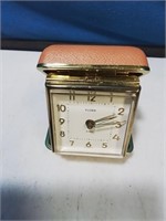 Florin folding travel alarm clock in Brown case