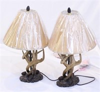 Two Ashley Faux Antler Lamps
