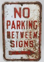 Vintage Heavy Metal Embossed No Parking Sign
