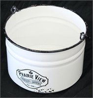 White Enamel Prairie View Bucket w/Handle
