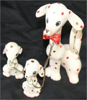 Dog w/Puppies on Chain Figurine