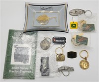 Lot Of John Deere Key Chains, Pins, and More