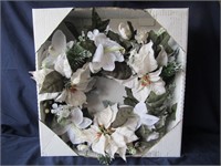 White Floral Artificial Wreath Approx 18"